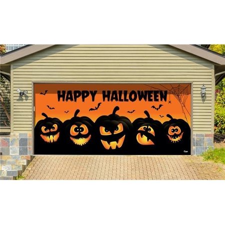 MY DOOR DECOR My Door Decor 285905HALL-008 7 x 16 ft. Happy Halloween Jack O Lanterns Halloween Door Mural Sign Car Garage Banner Decor; Multi Color 285905HALL-008